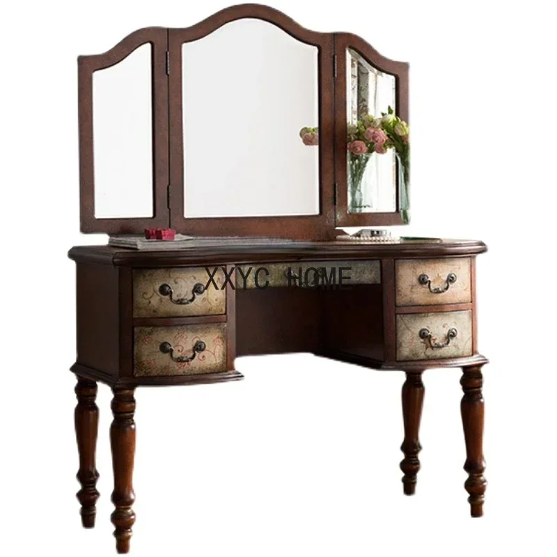 LBX American Master Bedroom Large Apartment Retro Storage Cabinet Large Mirror Studio Dresser