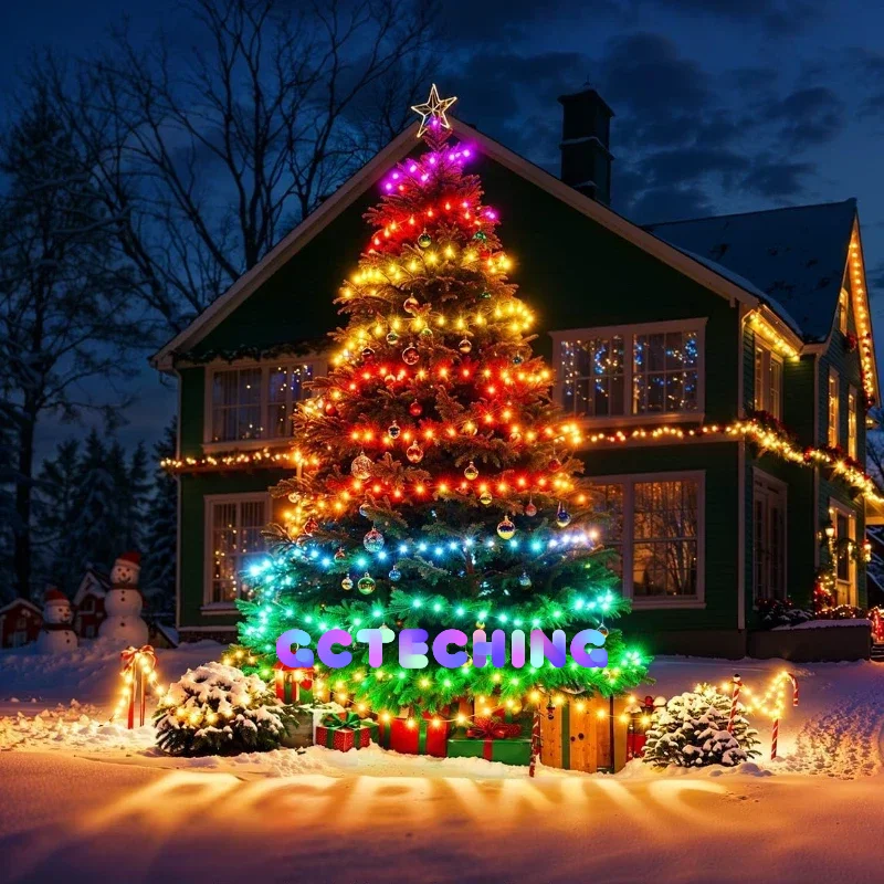 Guirnaldas de luces navideñas con función de control remoto, decoración LED inteligente para árboles interiores y exteriores, Control por aplicación