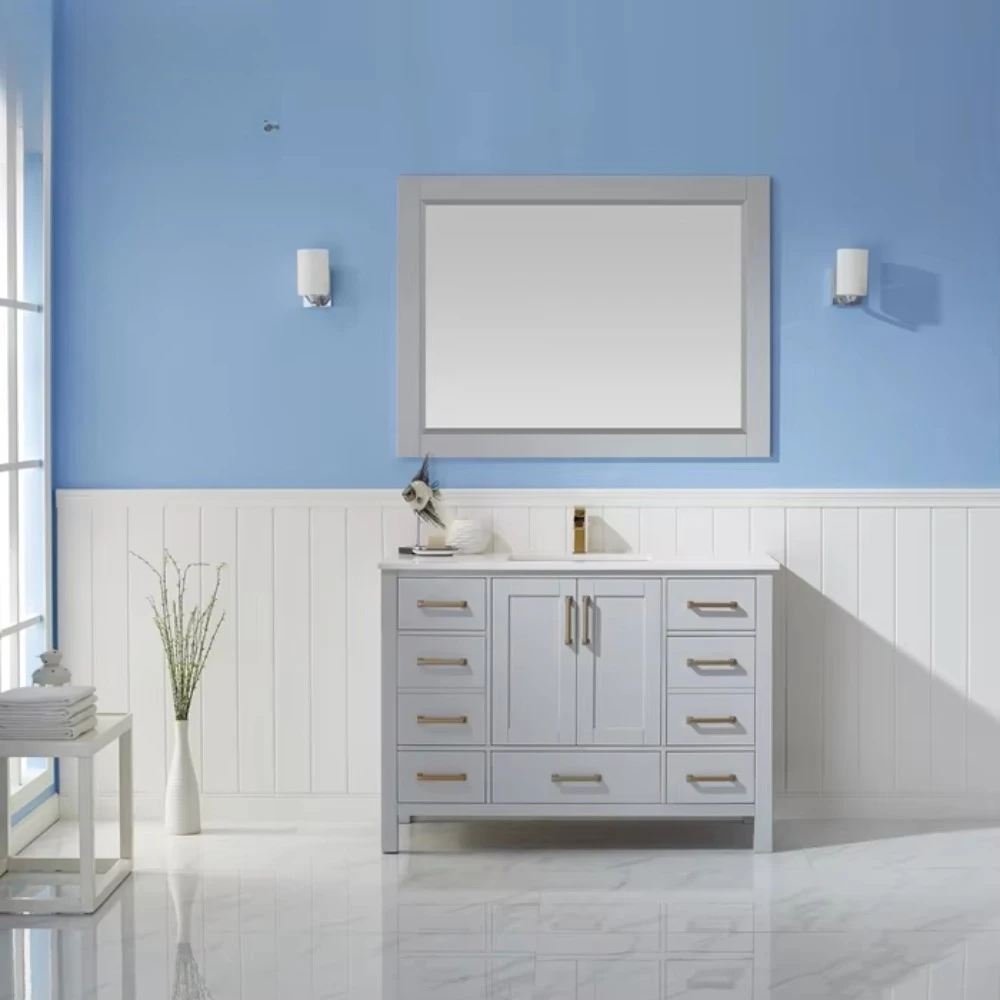 48 Inch 2022 New Design Modern Solid Wood Bathroom Vanity Cabinet Furniture 785048