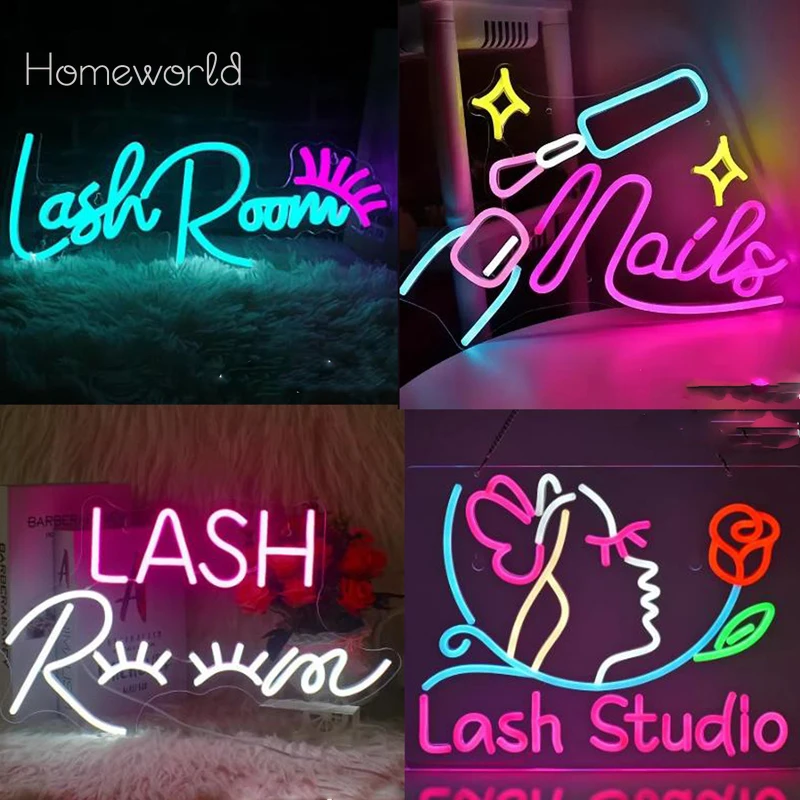 

Nails Lashes Неоновая вывеска Настенные декоративные светильники для спальни, салона, спа-салона, макияжа, парикмахерской и ногтей, магазин товаров для ресниц