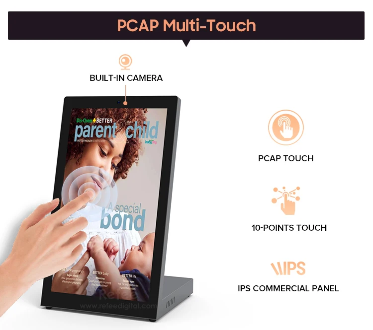 Factory direct sales Table Top Ads Screen Display Restaurant Monitor 10 Points Capacitive Touch Screen Digital Lcd Display Menu