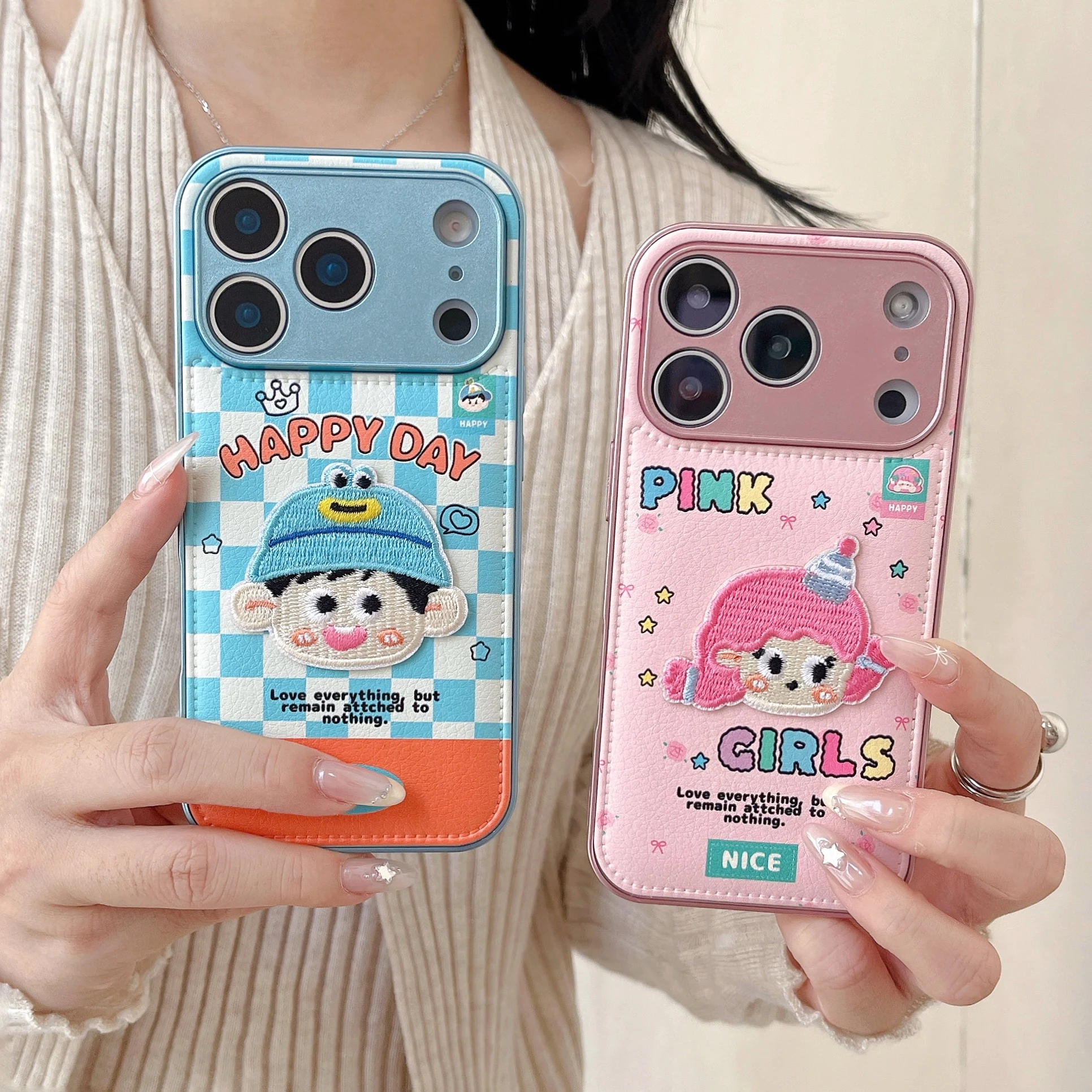 

Милый чехол для телефона с вышивкой в виде животных для iPhone 13, 14, 15, 16, 17 Pro Max 16 Plus, горячая распродажа, мягкий милый защитный чехол от падения