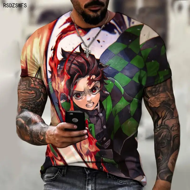 Demon Slayer Cartoon Anime 3D Stereo Blusa Masculina Maillot 2022 Dreirad Erwachsene T-shirt Short Sleeve