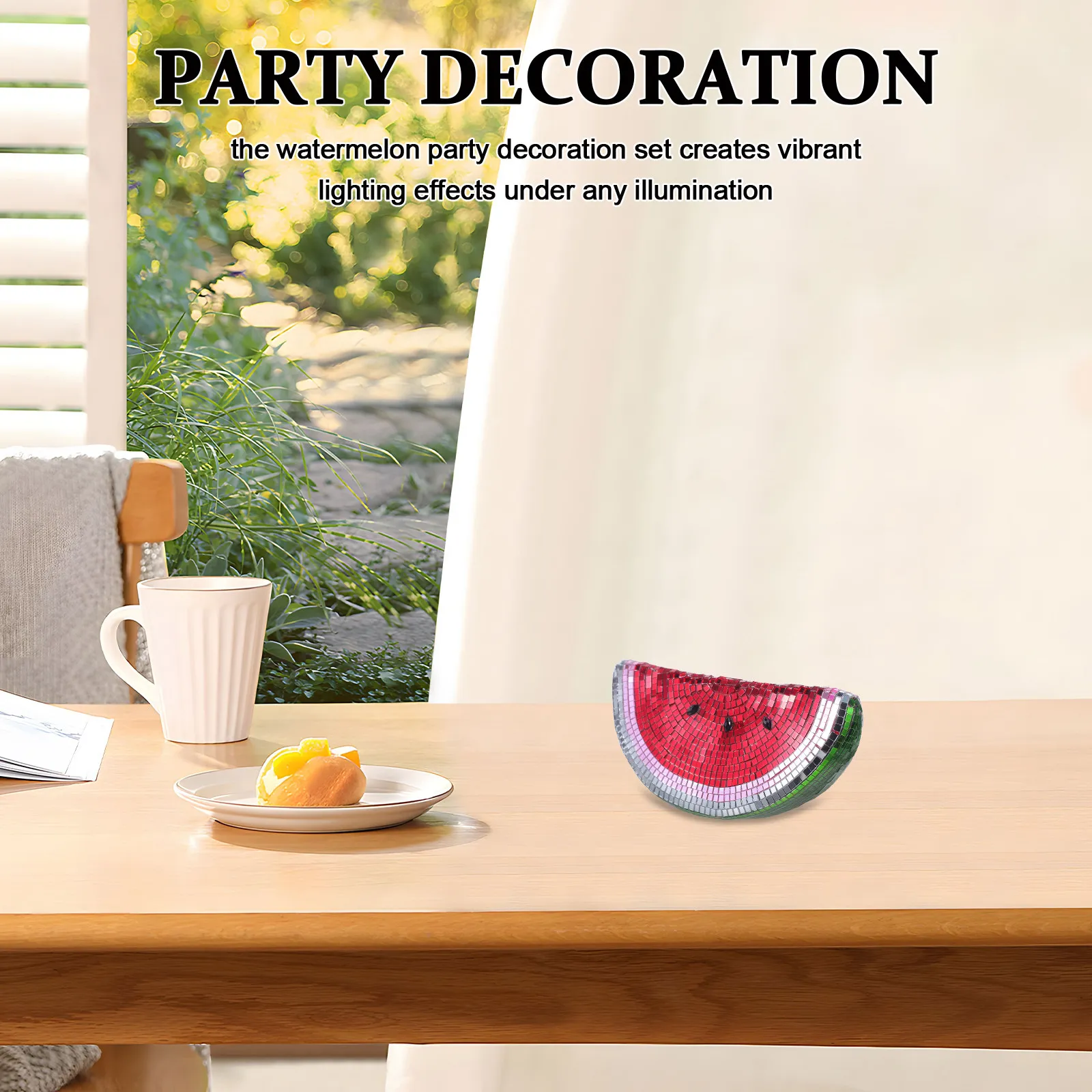 

Watermelon Shape Disco Ball Mirror Watermelon Ornament retro Reflective Disco Ball Table Centerpiece for Disco Fruit Themed Deco