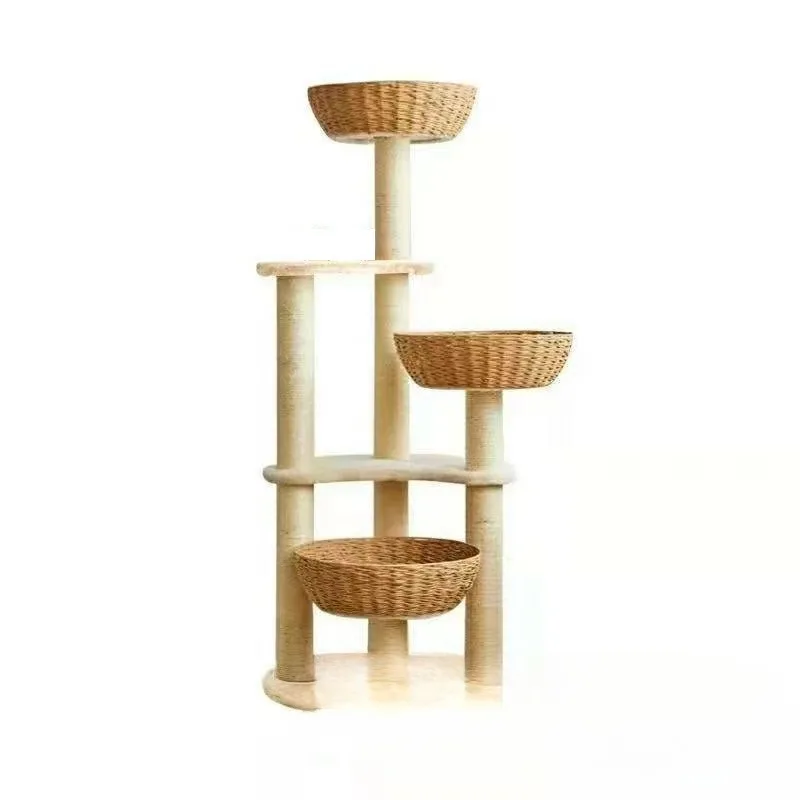 cat climbing frame cat nest cat tree integrated solid wood board climbing frame vertical large rattan cat climbing frame