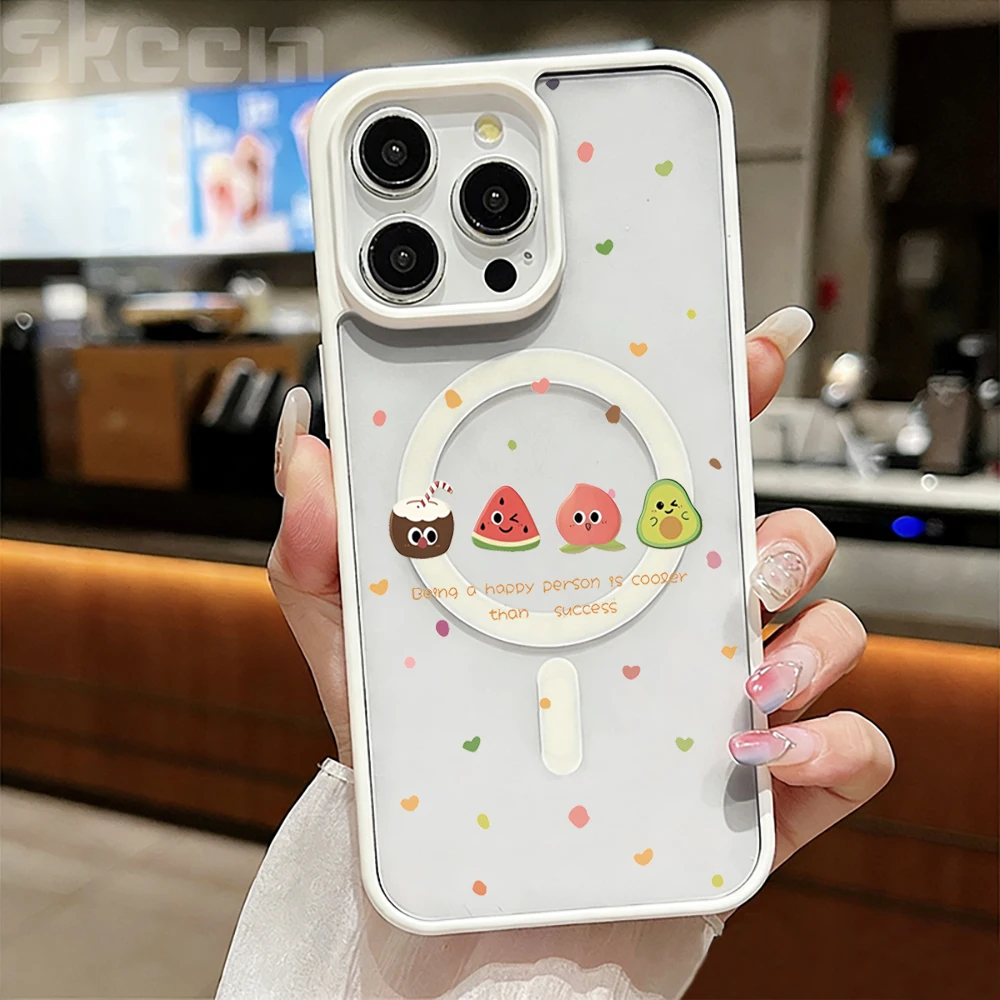 Cute Cherry Fruit Clear Case For Magsafe iPhone 16 15 Pro Max 17 16 15 14 11 13 12 Pro Max Plus Cases Wireless Charing TPU Cover 썸네일 4