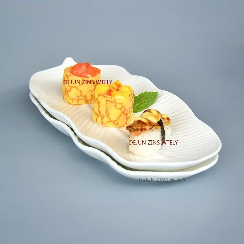 Creative White Ceramic Plate Hotel Household Sushi Dishes Exquisite White Porcelain Fish Plates Kitchen Tableware Dinner Plates