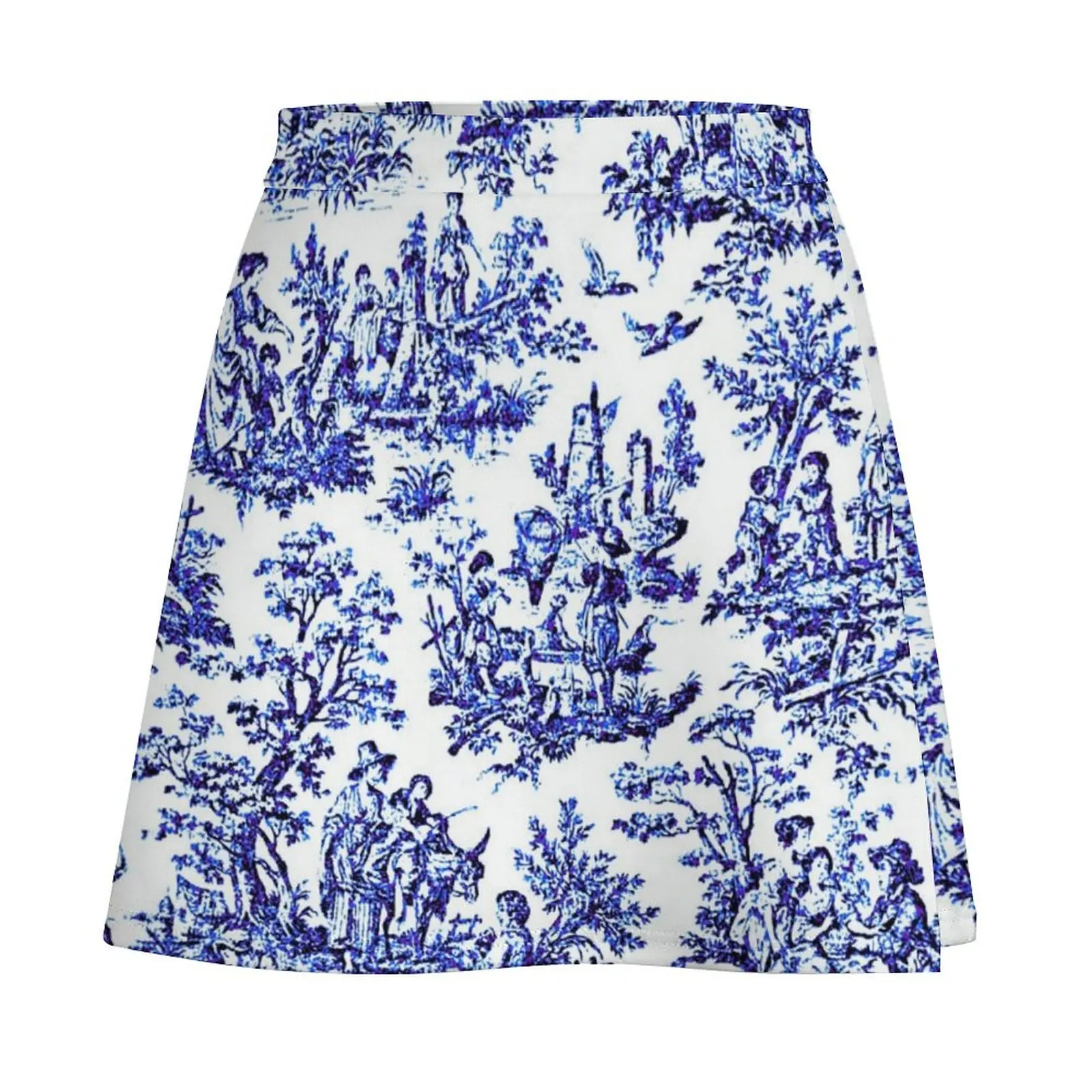 NOMADES Artsy vintage Toile de Jouy - Blue and white, valentine's special Mini Skirt luxury designer clothing women Mini Skirt