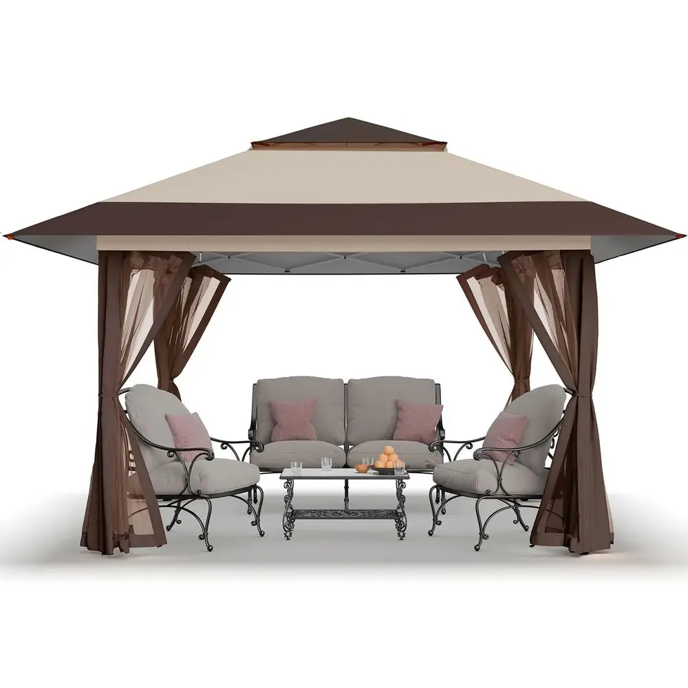 Pop Up Canopy with 1 Side Wall Beach Tent with One Push Setup Outdoor Sun Shade for Events, Parties, Camping Gazebo with STONGo
