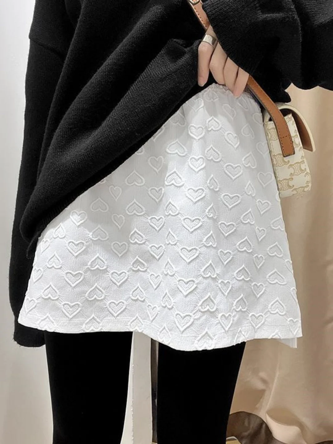 

Корейская юбка трапециевидной формы с высокой талией и сердечками, многослойная занавеска для похудения, большие размеры 300, юбка Pou