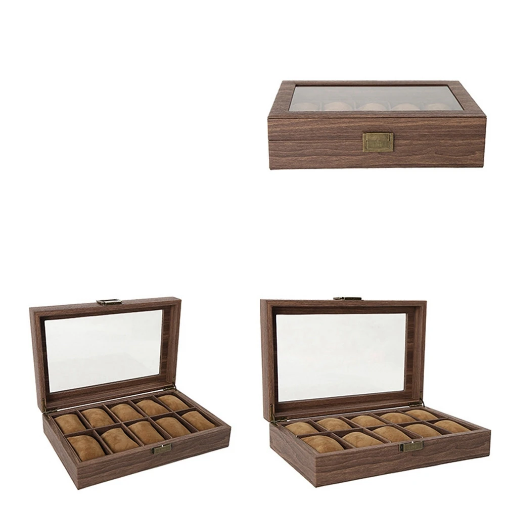 Multiple Watch Box Wooden Jewelry Storage Packaging Box Window Glass Display Box Jewelry Storage Box,B