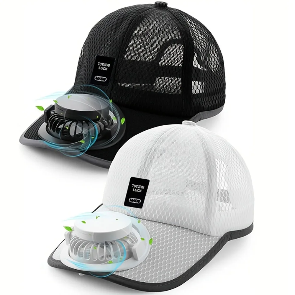 Breathable Sunhat with Solar Fan Sun Block Baseball Hat with Solar Fan USB Charging Fan Outdoor Sunhats Sunscreen Sunshade Hats