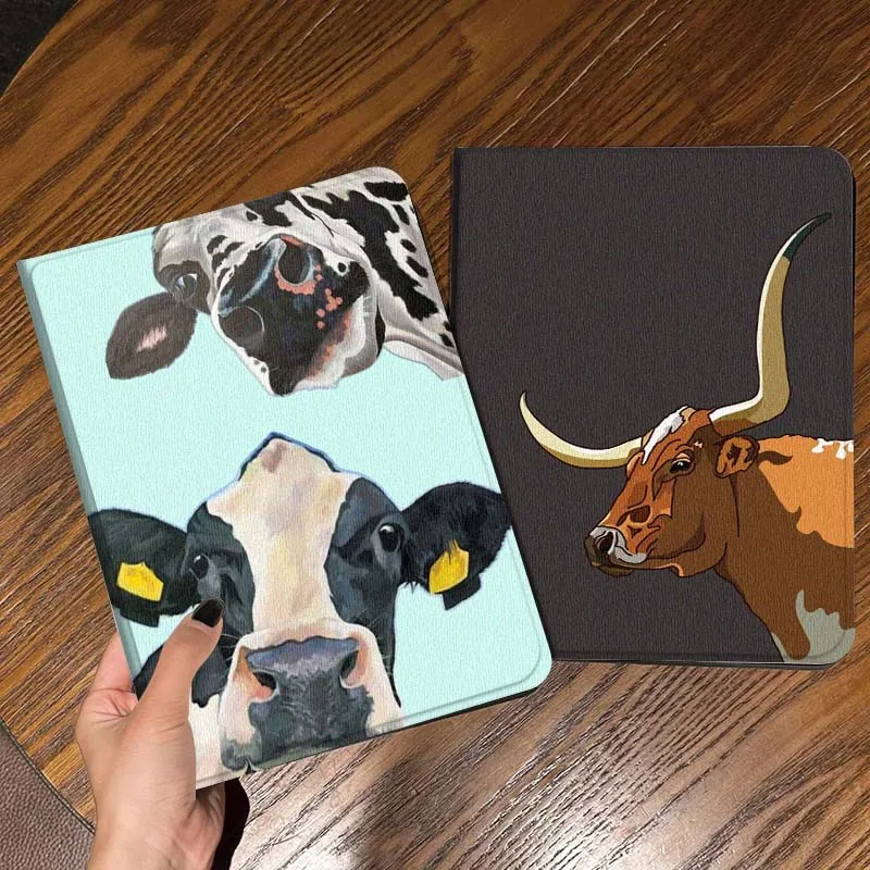 

Cartoon Cow Head Portrait Gift Tablet Case For Apple iPad Air Pro mini 1 2 3 4 5 6 7 8 9 11 M2 M3 M5 M4 5th 6th 7th 10th 11th
