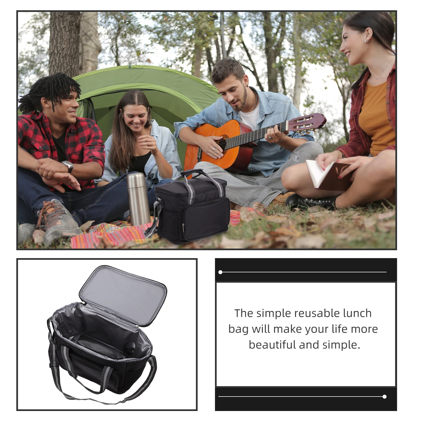 

Reusable Ice Bag Lunch Food Storage Oxford Cloth Large Capacity Waterproof Portable Insulated Takeaway Heat Preservation