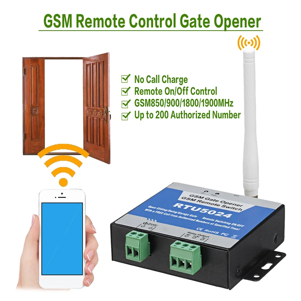4G RTU5024 GSM Gate Opener Relay Switch Wireless GSM Remote Control Door Access Switch Door Opener SMS Free Call with Antenna