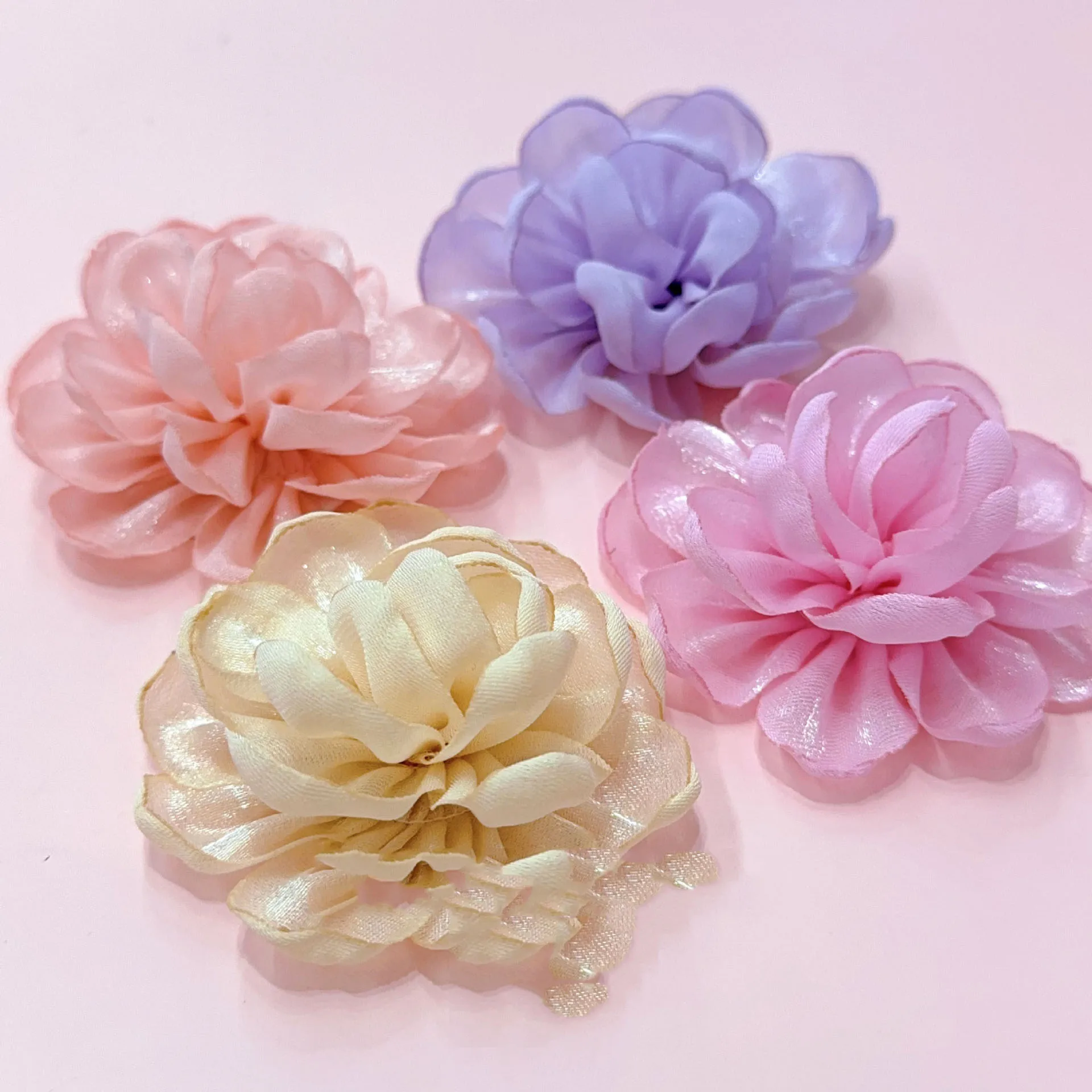 Piezas de Organza brillante para el cabello, accesorios para el cabello, zapatos, bolsas de flores, 5cm, 6,5 cm