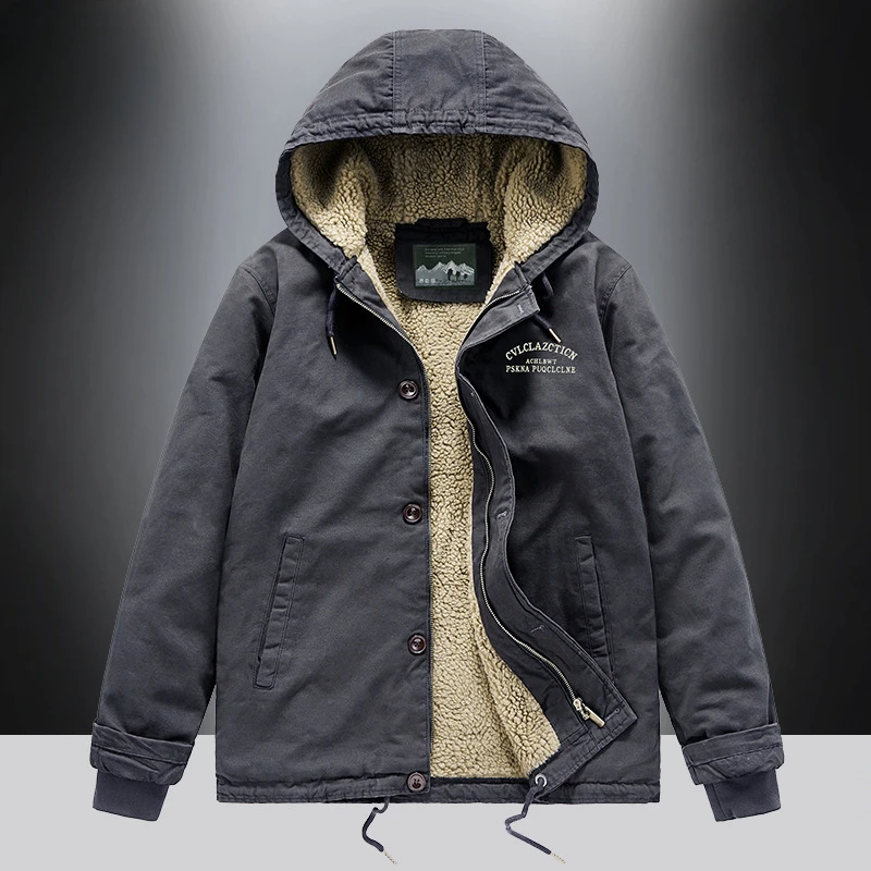 Men Winter Fleece Down Jackets Hooded Warm Coats Bomber Jackets Quality Male Cotton Winter Parkas Jackets Mens Clothing Size 5XL