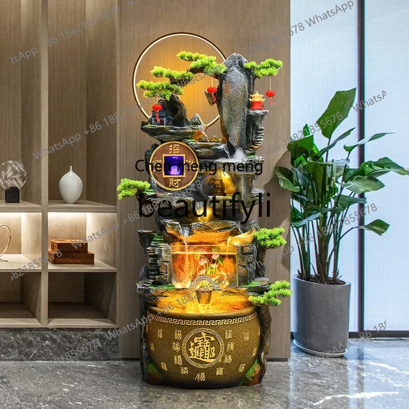 SS S7486 Chinese style high mountain flowing water landing to attract wealth and treasure Fengshui wheel waterscape decoration o