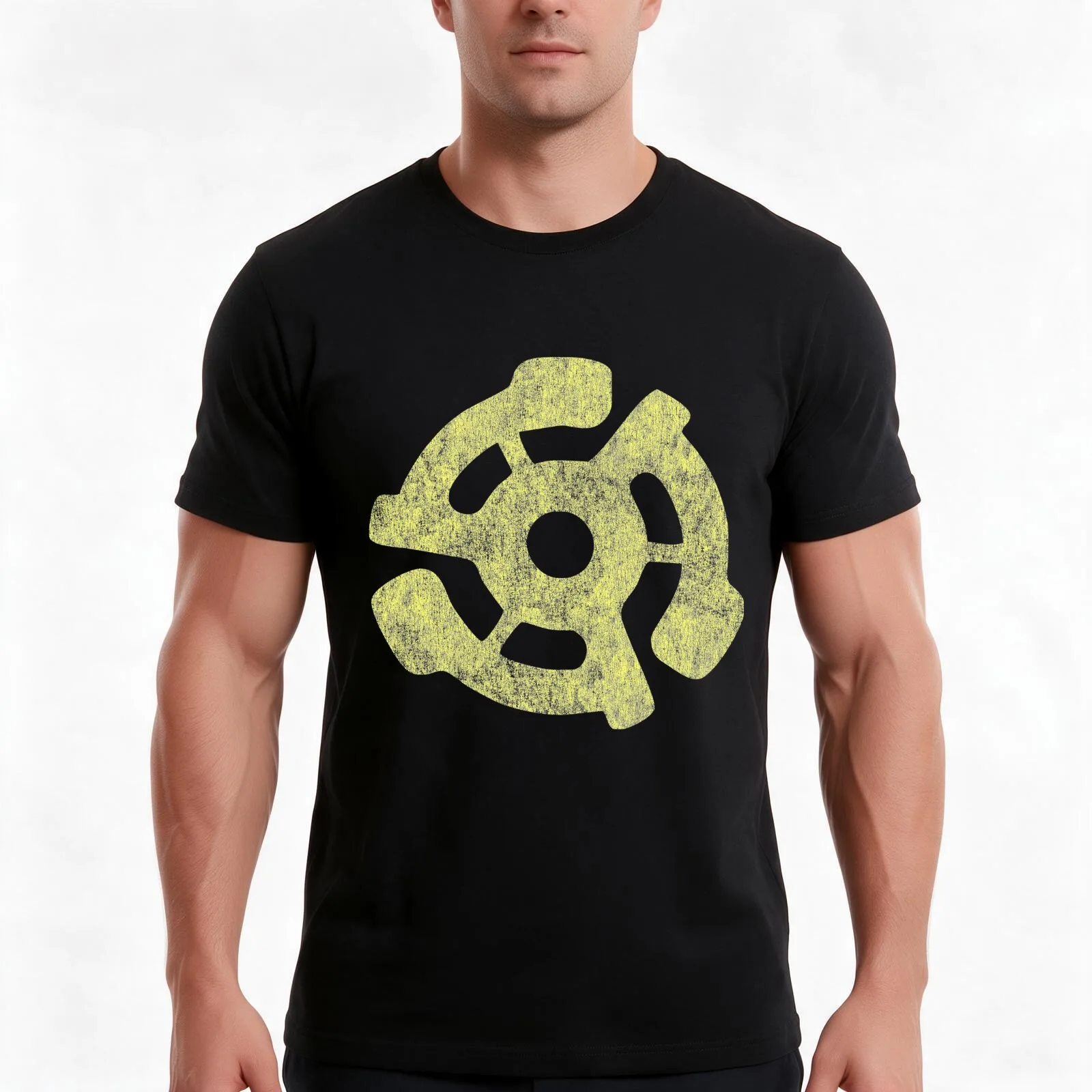 45 RPM Record Adapter T-Shirt, Summer Casual Cotton Tee, Oversized Streetwear Tops, Vintage Graphic Print, Unisex Men Women