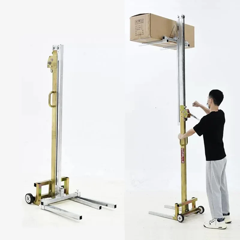 Hand Stacker Wire Rope Winch Light Manual Loading and Unloading Forklift Bearing 80KG Warehouse Logistics Handling Forklift