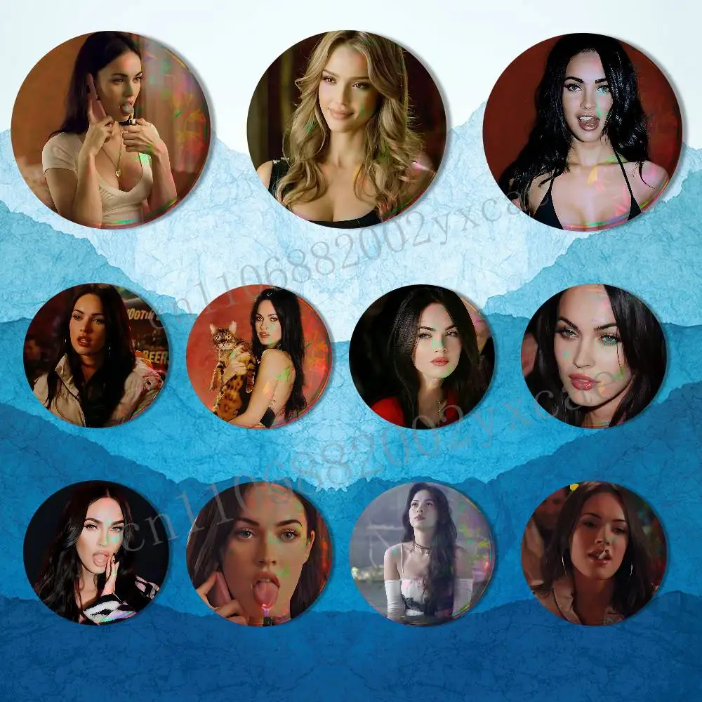 

romantically Megan Fox Round Exquisite Badge Brooches Creative Pins For Clothes Hat Backpack Gift Accessories