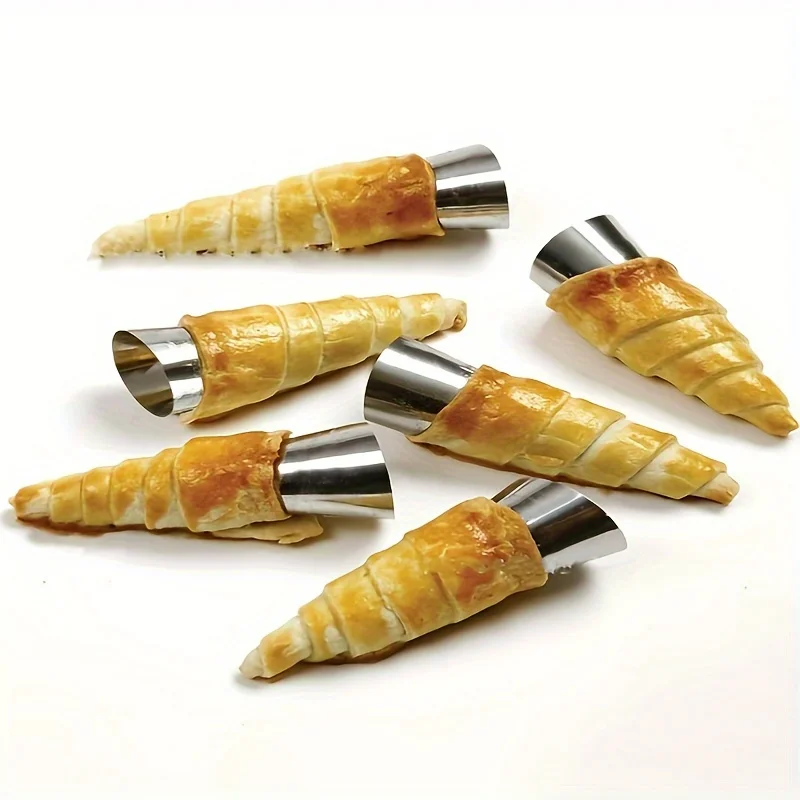 6pcs Non-Stick Stainless Steel Cream Horn Molds - Perfect for Pastry, Croissants, and More!
