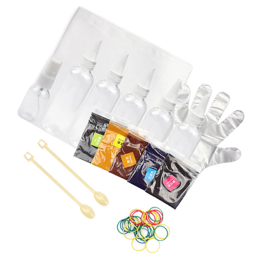 

1Set Tie Dye Tool Material Pack 5 Color Pigments Storage Bottle Elastic Ring Gloves DIY Clothes Dye Accessories Kit Art