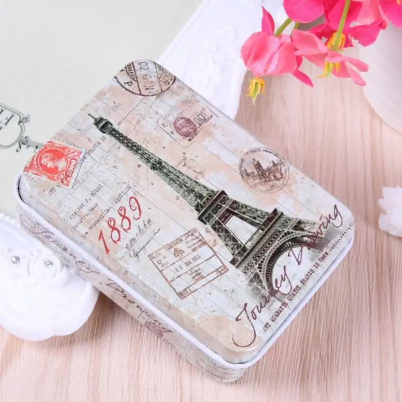 9*6.5*2.8cm Tin Metal Container Small Rectangle Lovely Storage Box Case Pattern Cartoon Rectangular Tin Box Postcard Tin Box