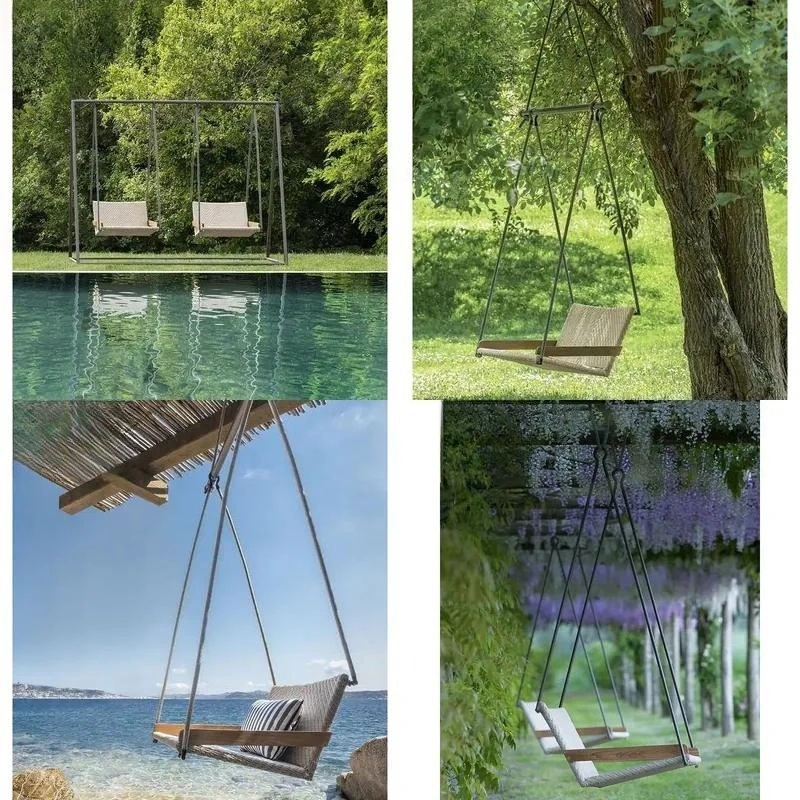 Modern Outdoor Freestanding Swing Chair UV Resistant PE Rattan Braided Garden Terrace Courtyard Hotel Furniture High Quality
