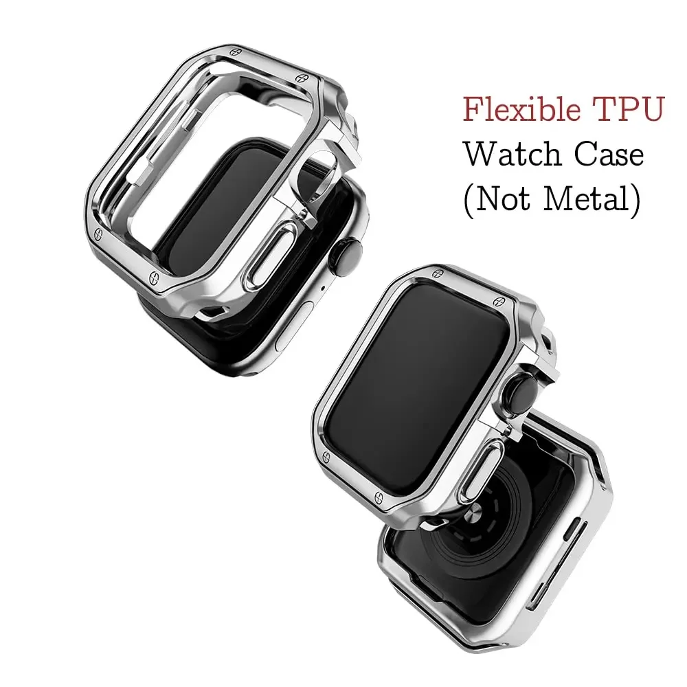 49mm Metal Strap+TPU Case for Apple Watch Band 45mm 41mm 40mm 42mm 44mm Cover Correa Bracelet for Iwatch Series 9 8 7 6 SE 5 4