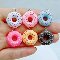 10pcs 22*19mm Kawaii Donuts Food Charms 3D Resin Keychain Charms for Ear Jewelry Making Cute Charm Keychain Accessories Supplies