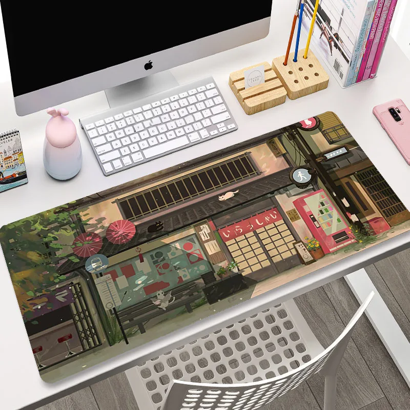 Mouse Pads Kawaii Cute Computer Mousepad Company Desk Pad 100x50cm Large Green Plant Mausepads Office Mouse Mat XXL Table Mats