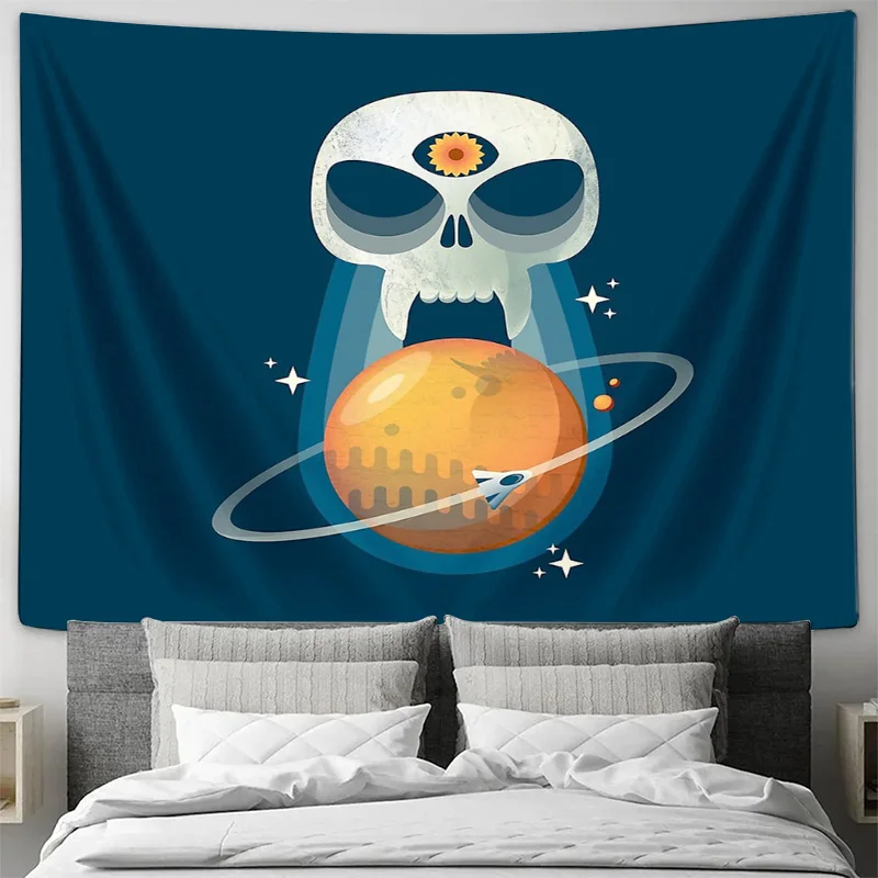 Space Galaxy Tapestry Nebula Universe Moon Stars Celestial Home Decor Wall Hanging Dorm Room Aesthetic Room Decoration Gift view 3