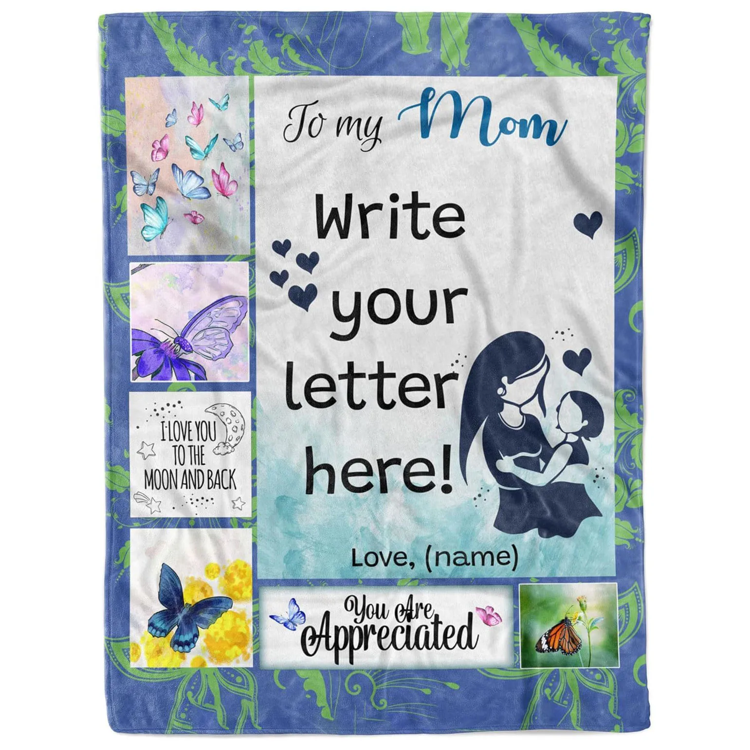 Custom Love Gift Present to My Daughter Son from Mom Customized Husband Wife Handwritten Letter Blanket Air Mail