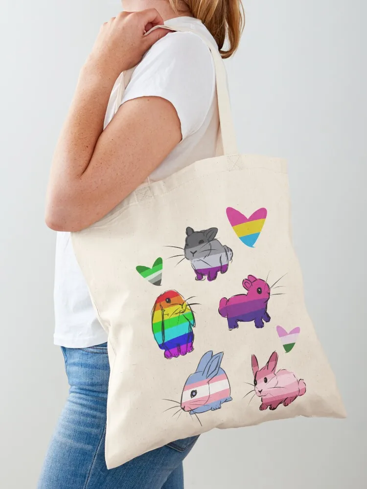 

Pride Bunnies! Tote Bag Reusable bags shopping trolley bag Women's bags cloth bag woman