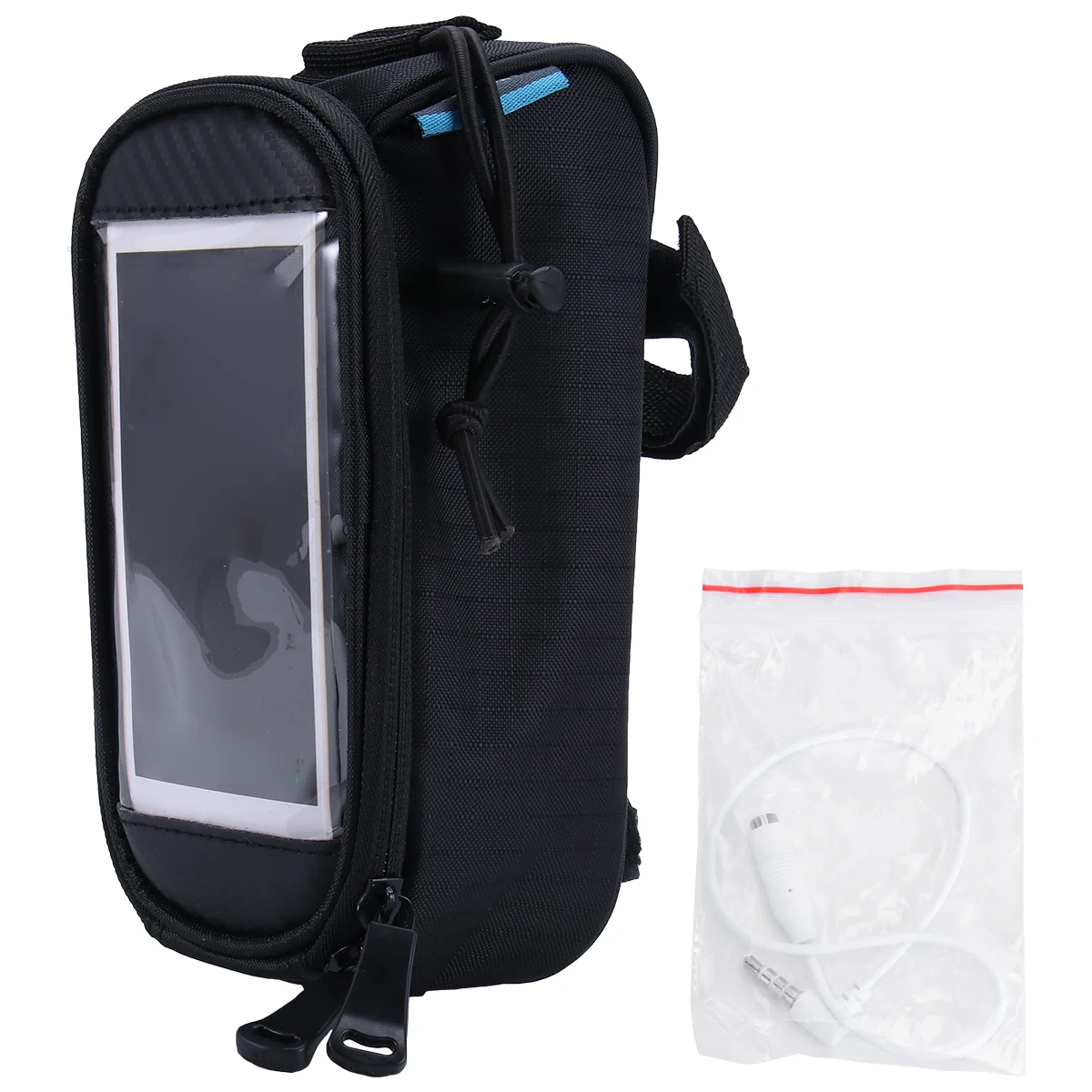 

4.8 Inch Cycling Front Bag For Bike U-Shaped Double Zipper Lightweight Frame Pouch Headphone Hole Anti-Slip Mobile Phone Bag