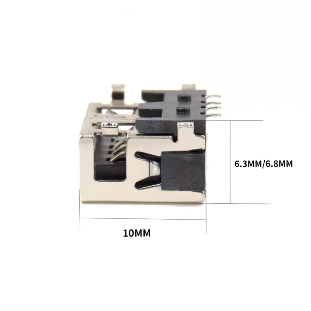 100 Pcs/lot SMD USB Type A Female jack 4PIN AF 10.0 PCB Mount Socket Connector Black 6.3mm/6.8mm