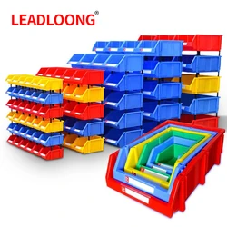 LEADLOONG X1 12pcs 180*120*80mm/7.09*4.72*3.15inch Plastic Stackable Storage Bins Small Tool Component Box for Garage