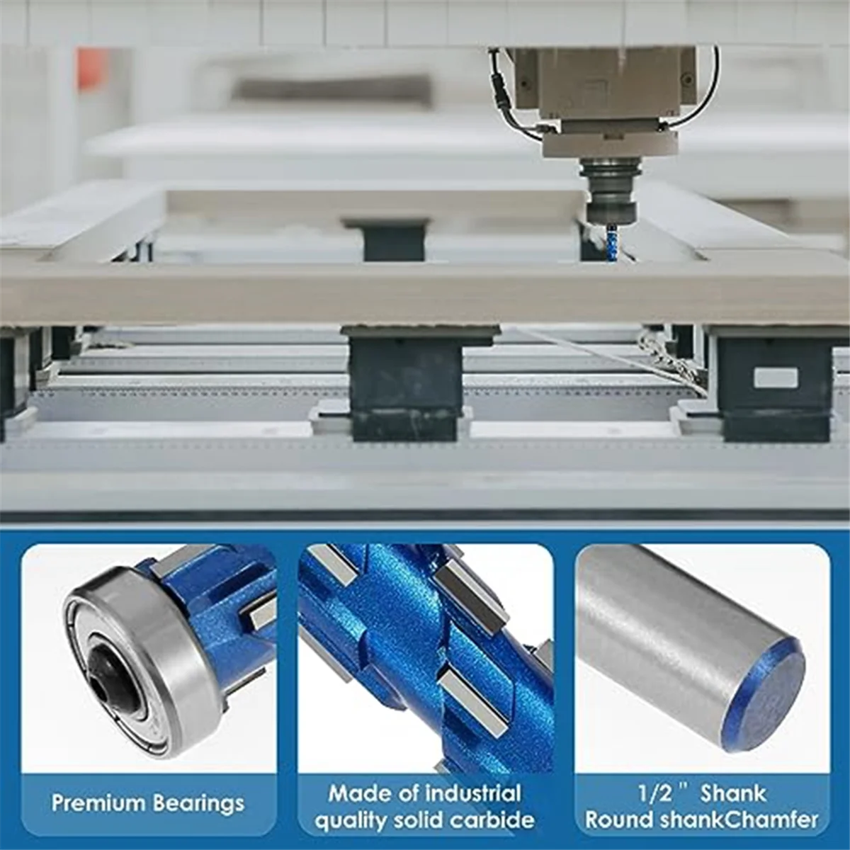 2Pc Flush Trim Router Bit Set 1/2Inch Shank,Double Bearing Spiral Trimming Tool Woodworking Milling Cutter Tool for Wood