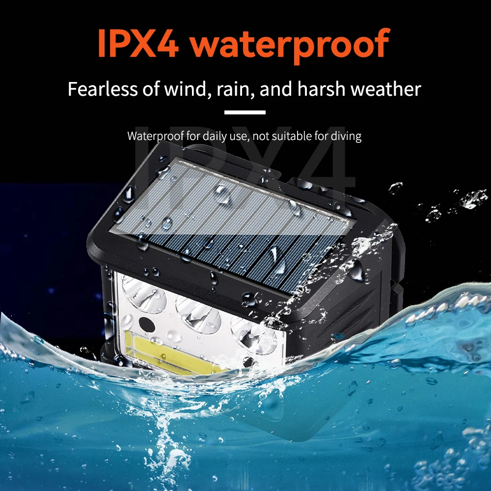 Linterna de cabeza Solar recargable por USB, 7LED, 5LED, COB, 5 modos, multifuncional, resistente al agua