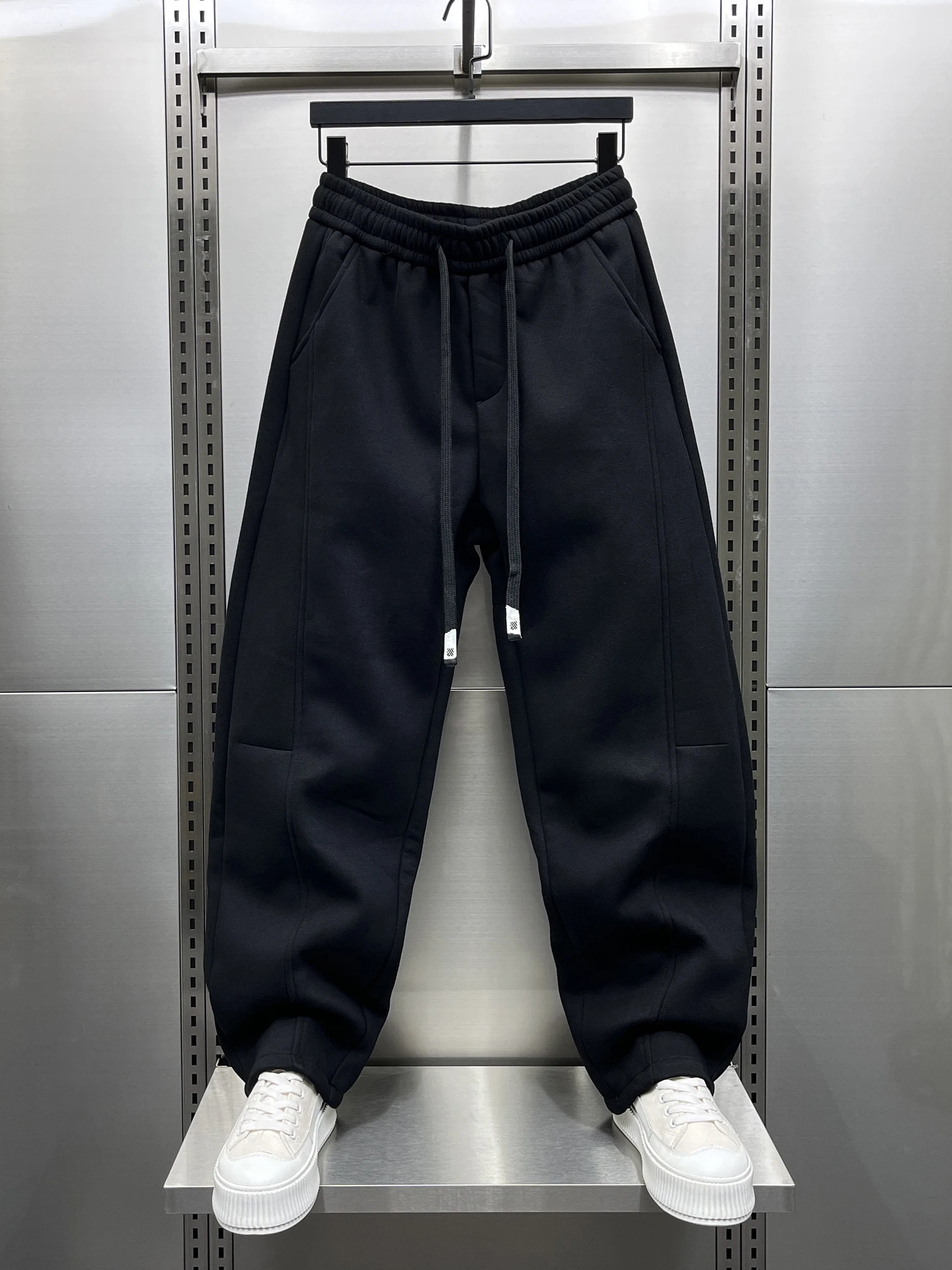 

Мужские повседневные брюки на подкладке расширенной длины, широкие брюки Spor, осень-зима, новые молодежные высокие мужские свободные брюки прямого кроя