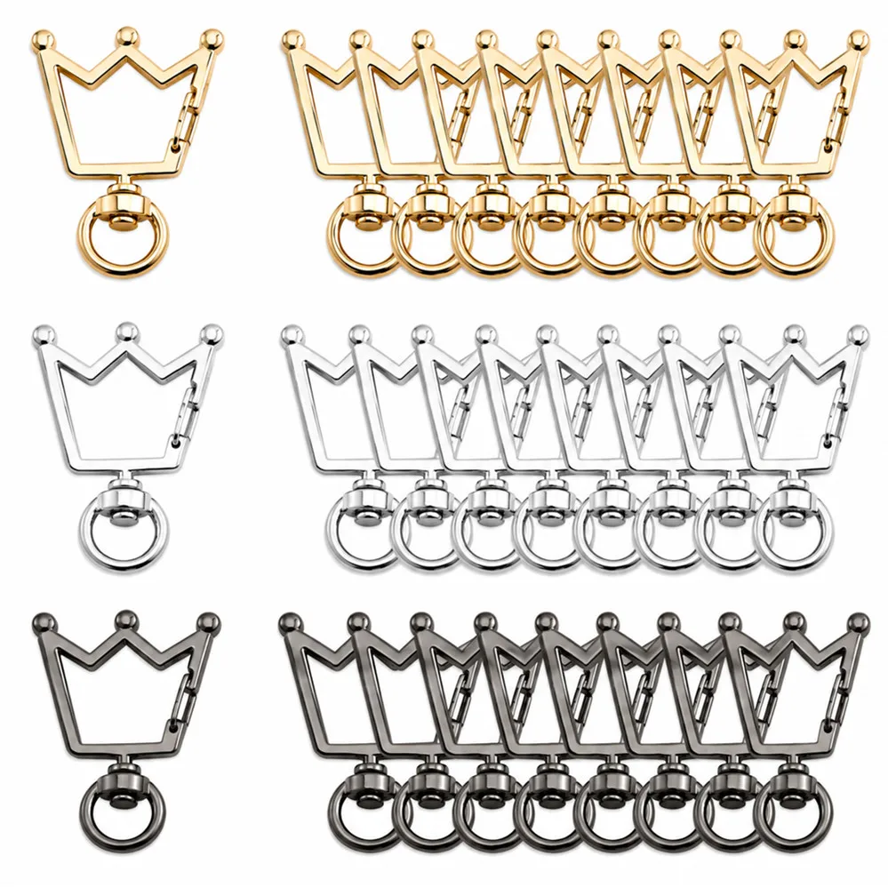 5-100Pcs Snap Hook Crown Keychain Lobster Clasp Key Ring Chain Carabiner For DIY Jewelry Making Supplies Accessories Wholesale