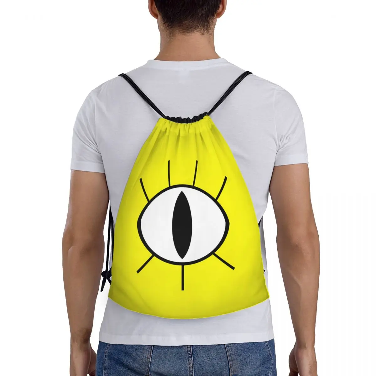 Bill Cipher Eye Gravity Falls Cartoon Drawstring Backpack Sports Gym Sackpack String Bags for Running