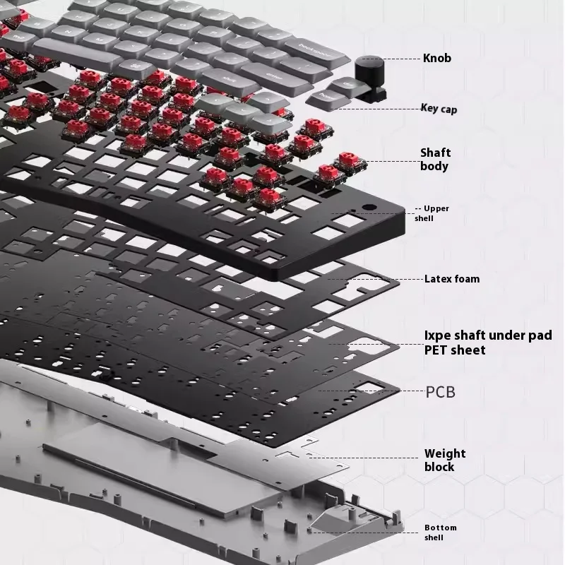 K11max Mechanical Keyboard With Knob Wireless Three Mode Blurtooth Ergonomics Hot-Swap Accessories For Office Desktop