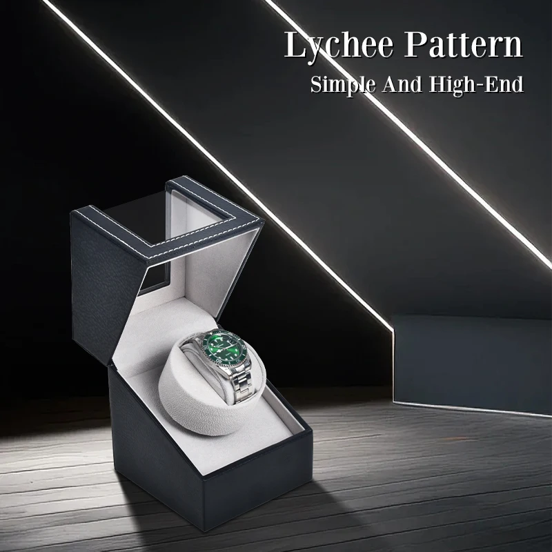 Automatic Watch Winder Litchi Pattern Watch Box inside Gray Automatic Winder The Standard of Successful People
