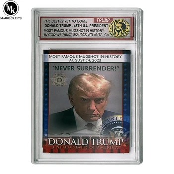 Donald Trump US President Imprisonment Surrendered Head Shot Collection Card Never Surrender Rating Card Fans Collection Gift