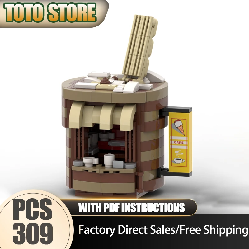 

Moc Building Bricks Модель кофейной будки Технология здания Модульная городская модель с видом на улицу Блоки Конструкторы Игрушки Праздничные подарки