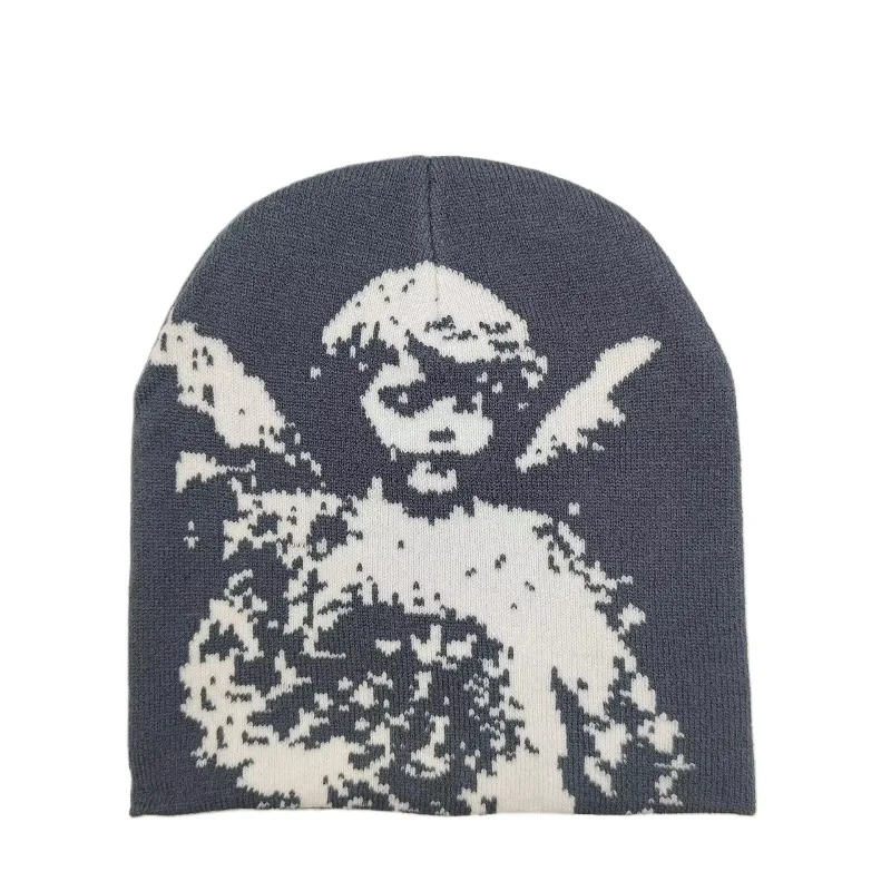 Unisex winddichte Strickmütze, warme Wintermütze, Engels-Jacquard, bunte Mütze im Retro-Stil – Detail 4