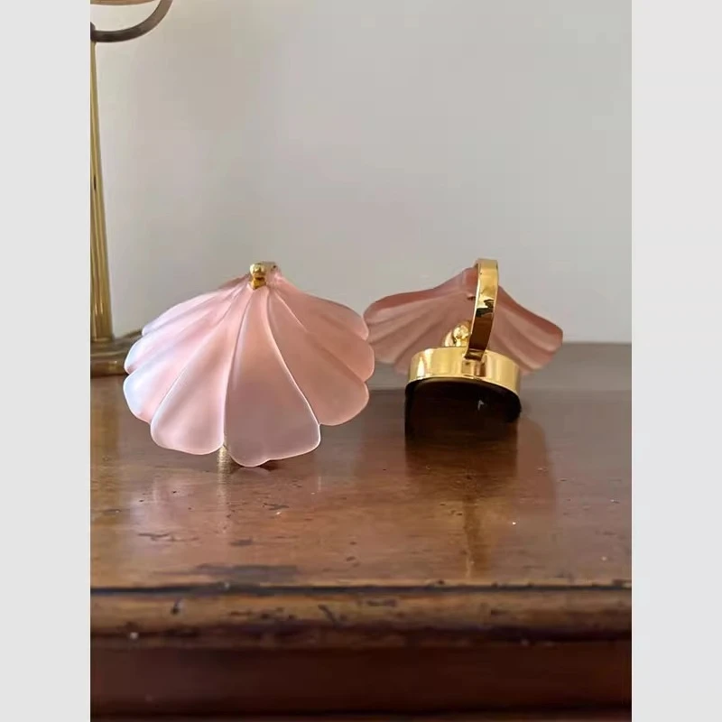 Pink shell glass living room background wall wall lamp