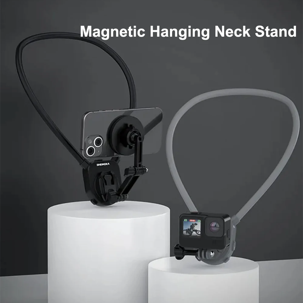 SheingKa FLW431 Magnetic Hanging Neck Stand Quick Release Bracket Mount 360 degree Rotation for Action Camera Smartphone Video